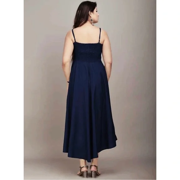 👗Brand New Navy Blue Fit & Flared long dress for Women👗 - Picture 3 of 13